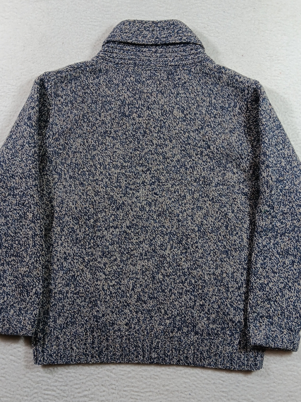 L.L. Bean Sweater Mens Large Shawl Collard Marled Lambswool Fisherman - Picture 5 of 9